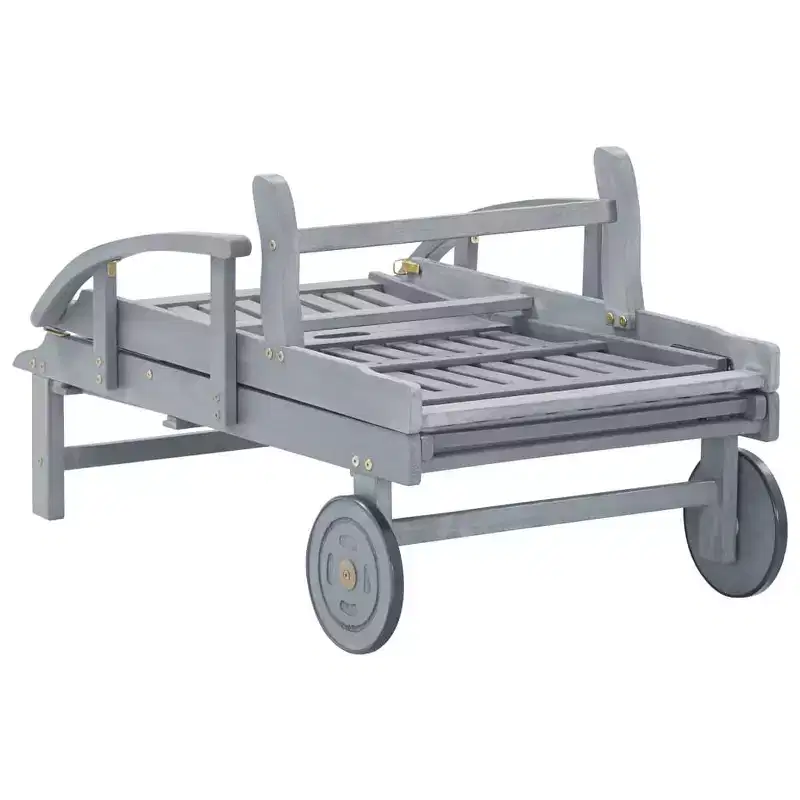 vidaXL Sunlounger Grey Solid acacia wood Extra Long