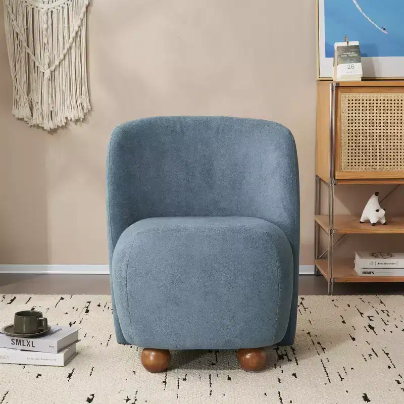 Ultra-Soft Modern Low-Back Armless Accent Chair with Skin-Friendly Upholstery and Exquisite Round Pine Wood Feet -ModernLuxe