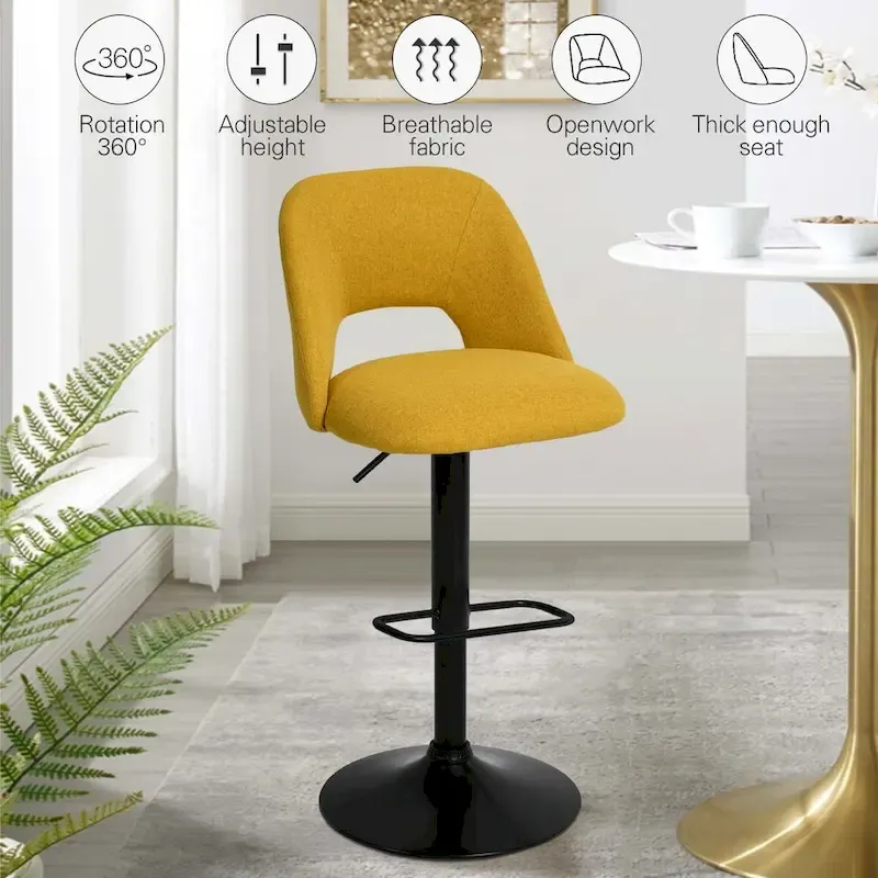 17.7 Bigger Base Vinyl Adjustable Height Swivel Bar Stool, Set of 2 - 32x17x17