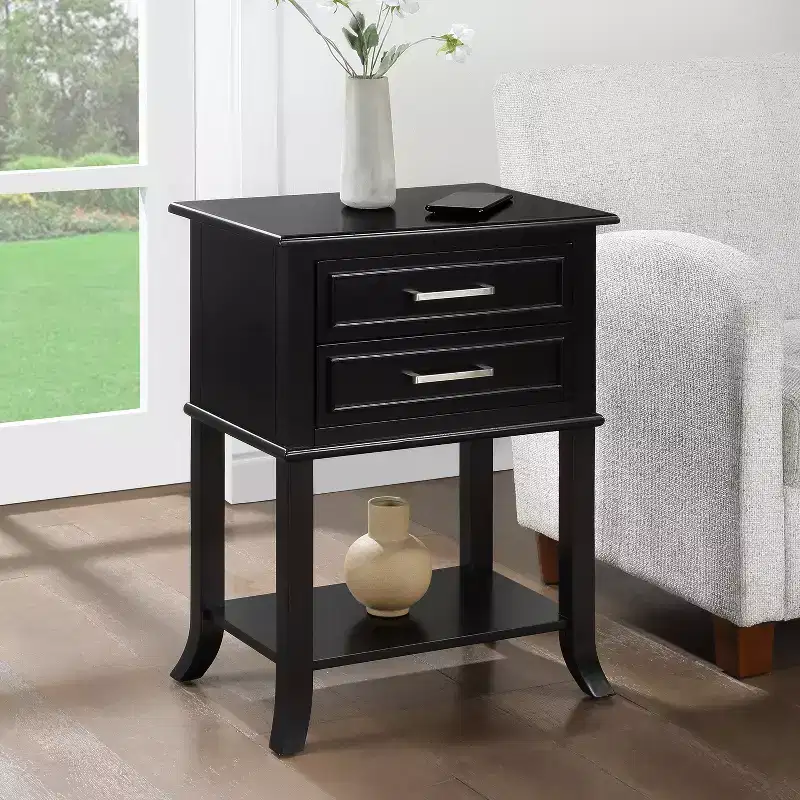 HomeStock 28.75 in.H Black Color Rectangle Wood Table Top End Table 1 -piece