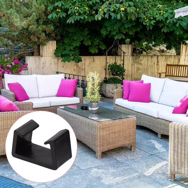 Outdoor Patio Furniture Connector Clips Black Plastic (Set of 8)