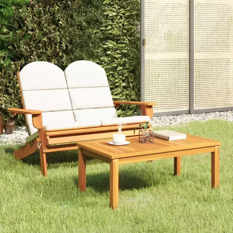 2-Piece Adirondack Garden Lounge Set  Solid Wood Acacia Furniture