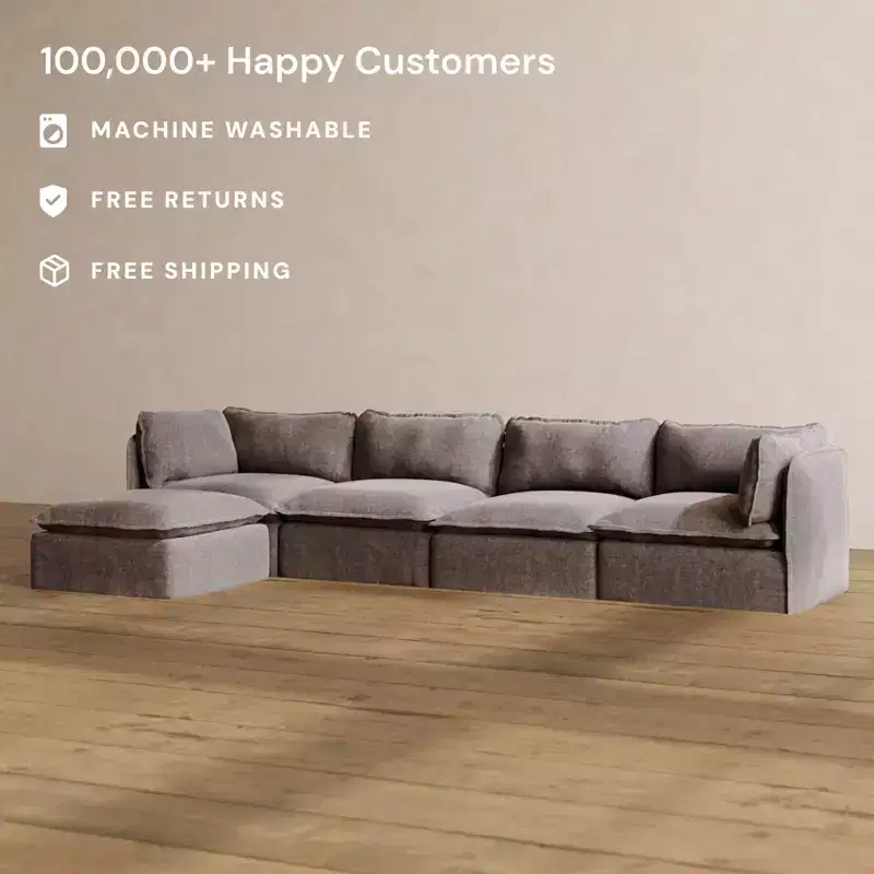 Anabei Modular Washable 4-Seater Sofa Sectional | Deluxe+ Seat & Cloud Pillow