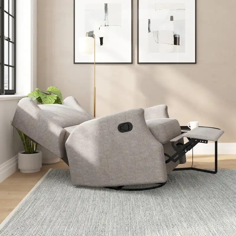 Wingback Upholstered Manual Recline Rocking Swivel Glider Chair