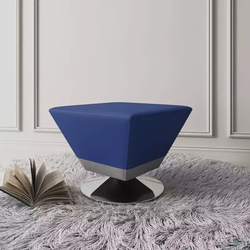 Diamond Swivel Ottoman Faux Leather Padded Seat