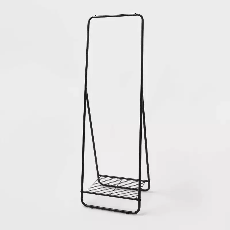 Narrow Clothing Rack with Shoe Shelf, Space-Saving Closet Organizer