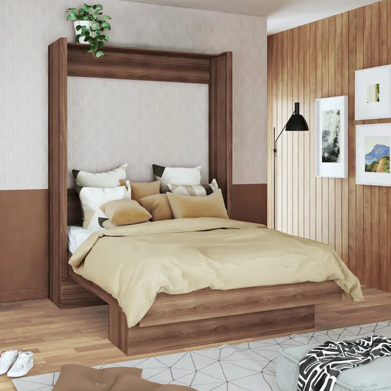 Easy Lift Brazilian Queen Contemporary Murphy Bed with Shelf