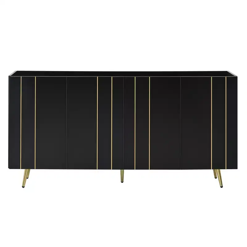 CLIHOME Luxurious Shoe Cabinet with 5 Metal Legs, Modern TV Stand with 4 Adjustable Shelves for TVs Up to 70, Minimalist Sideboard Cabinet