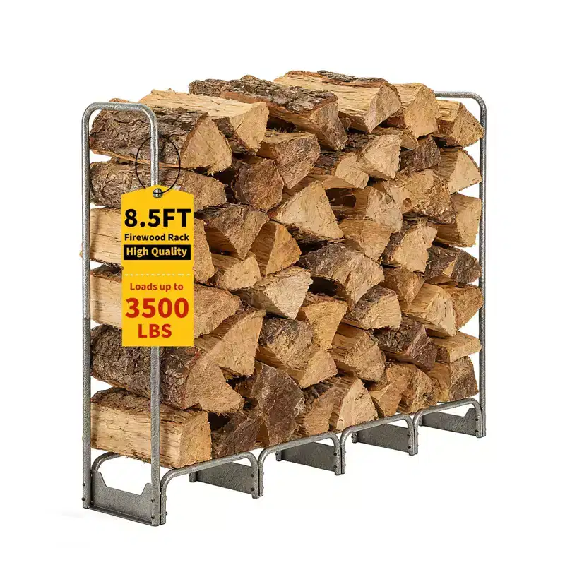 Steel Firewood Rack with 600D Waterproof Oxford Cover - Heavy Duty Indoor/Outdoor Log Storage Organizer