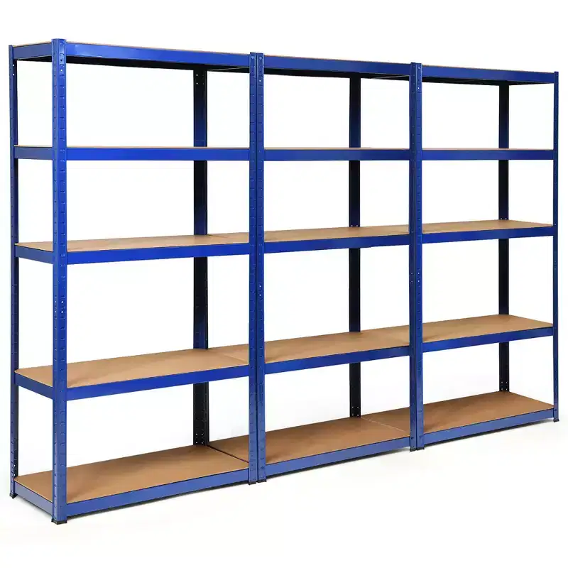 Costway 3PCS 72''Heavy Duty Steel 5 Level Garage Shelf Storage Adjustable Shelves Silver\Blue