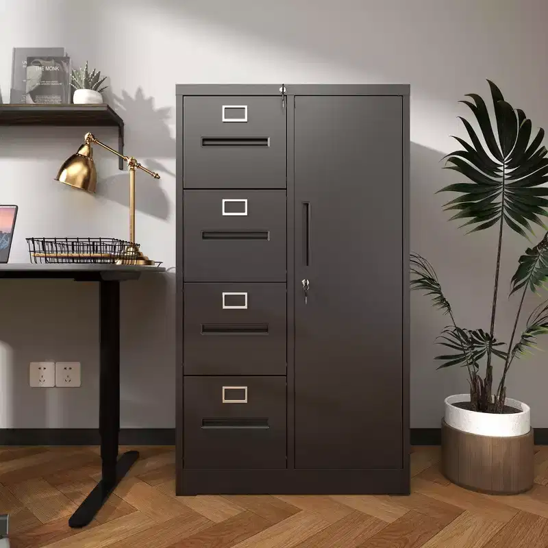 Metal Storage Vertical Filing Cabinet with Lock, Steel File Locker with 4 Drawers