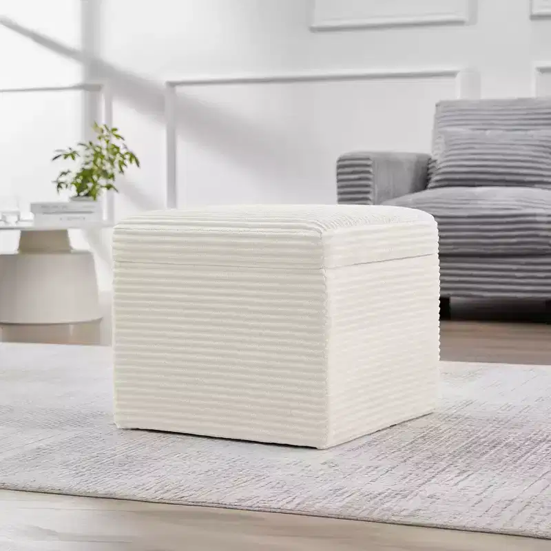 Corduroy Square Storage Ottoman with Lift Off Top