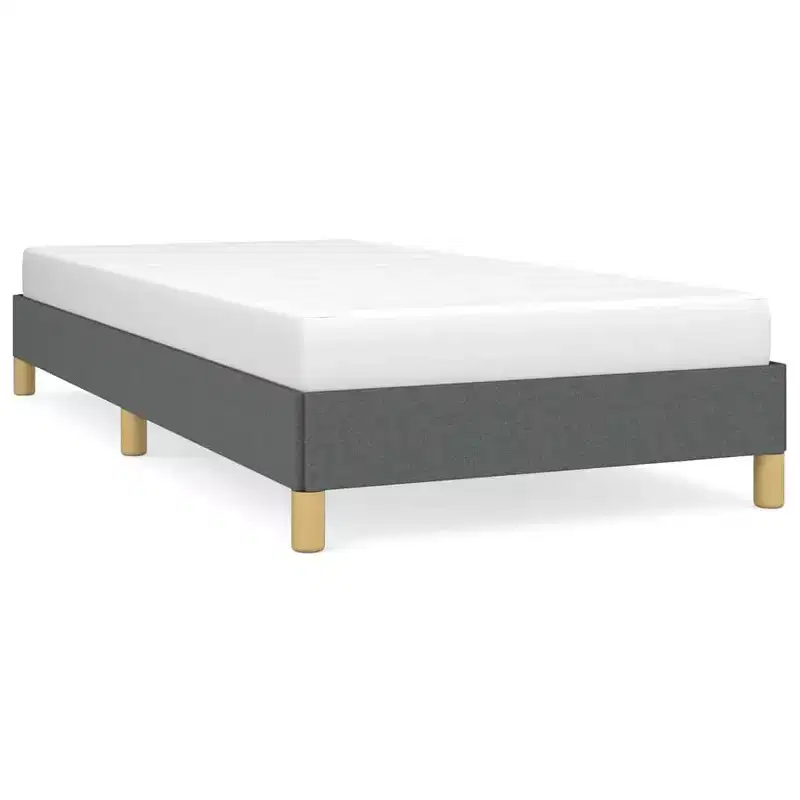 Twin XL Bed Frame — Dark Grey Polyester, Plywood & Engineered Wood