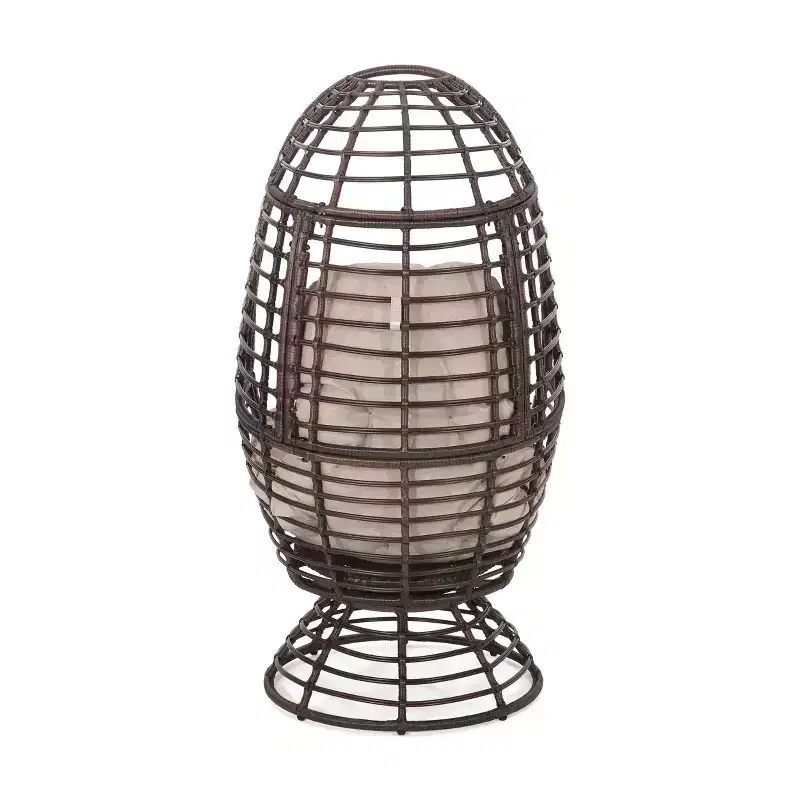 TUYOHW Modern PE Wicker Patio Egg Chair Rattan Accent Chairs,Chic Putdoor Accent Chair for Porch,Backyard & Garden,Brown
