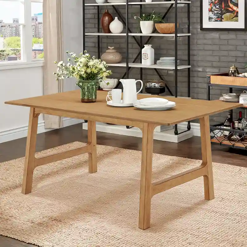Light Oak Finish Rectangular Dining Table, Seats 4–6