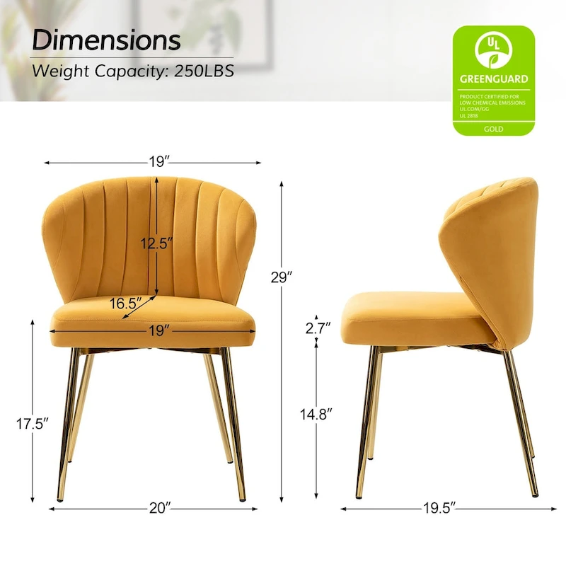 Luna Modern Glam Upholstered Tufted Back Side Accent Dining Chair with Small Base by HULALA HOME