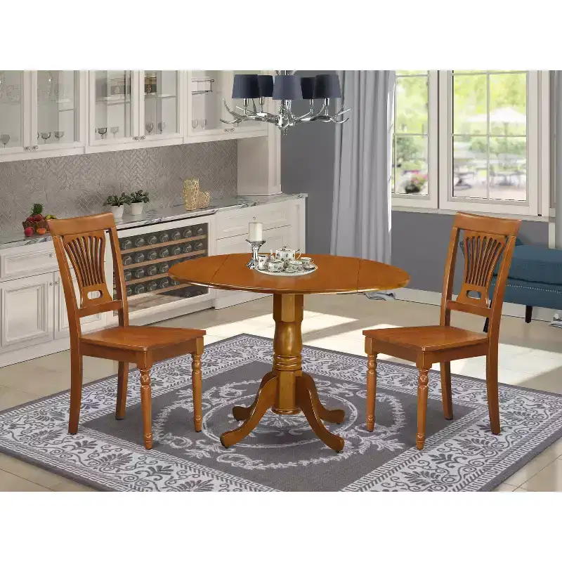 HomeStock Dropleaf Kitchen Table Set Round Style 42x42 Inch