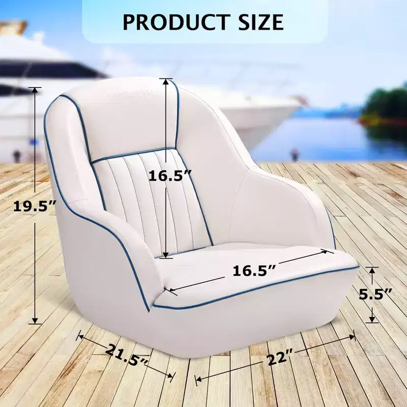 Pontoon Boat Captain Chair  Ergonomic Bucket Seat with Compression Foam Padding and Durable Molded Plastic Frame