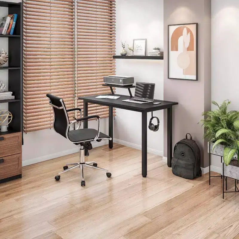 Modern Medium Back Executive Office Chair, Ribbed Upholstery with Lumbar Support