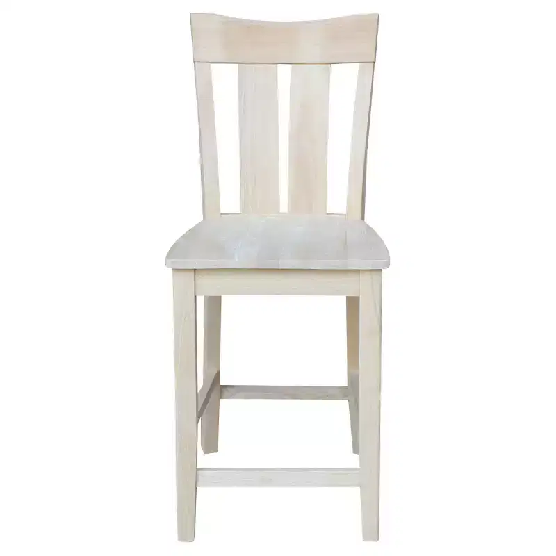 Solid Wood Counter Height Barstool – Unfinished, High Back, Armless