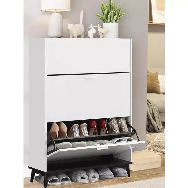Acekool Tall Shoe Cabinet with 3 Flip Drawers, Slim Shoe Storage Organizer for 18 Pairs for Entryway, Hallway, Closet
