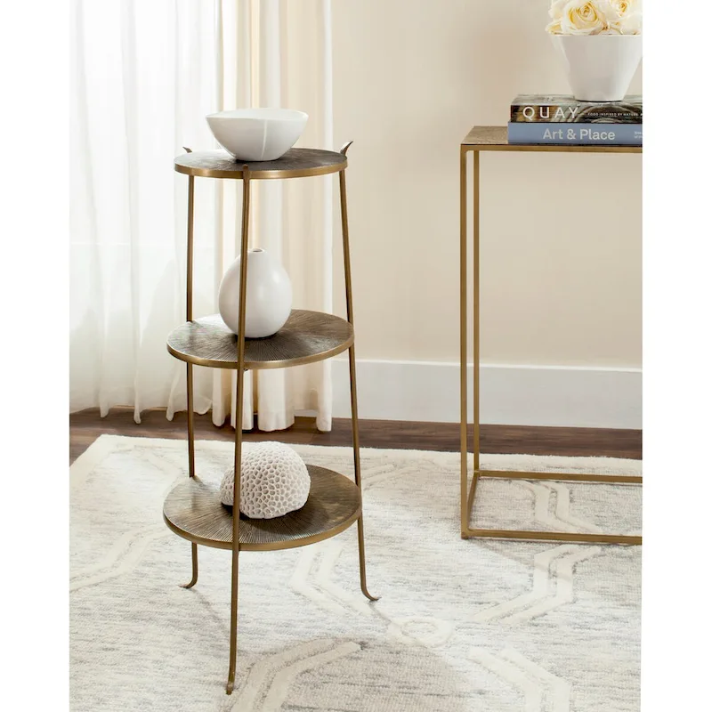 Brass Side Table with Sunburst Detail – 14