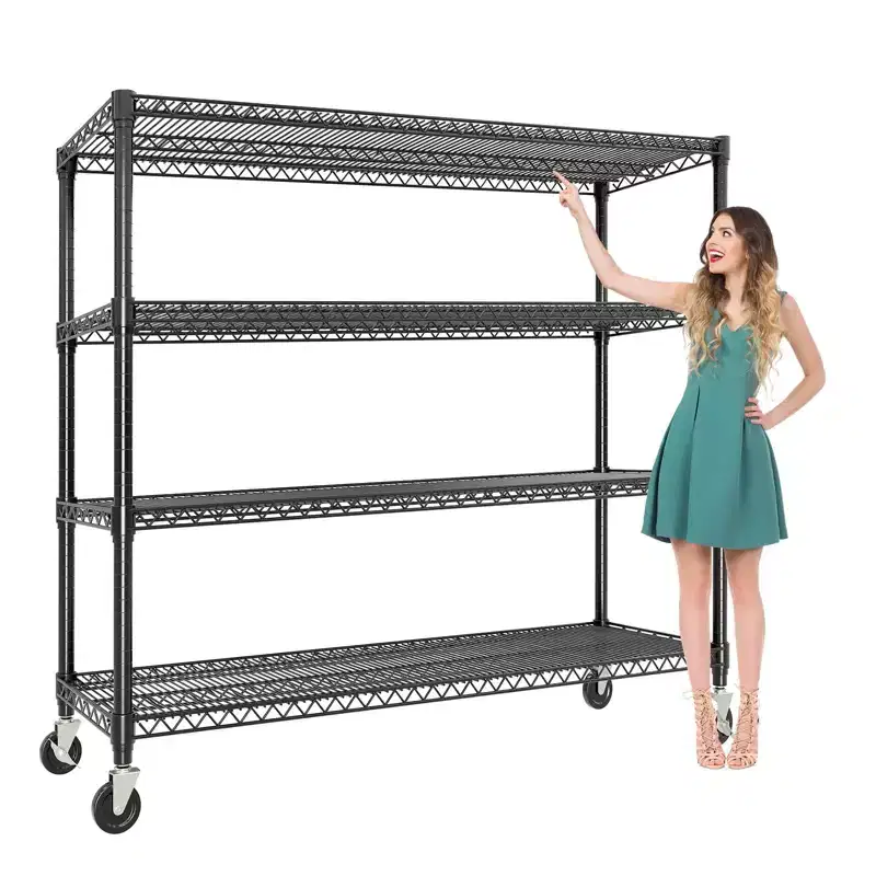 5-Tier Metal Storage Shelving Unit with Wheels