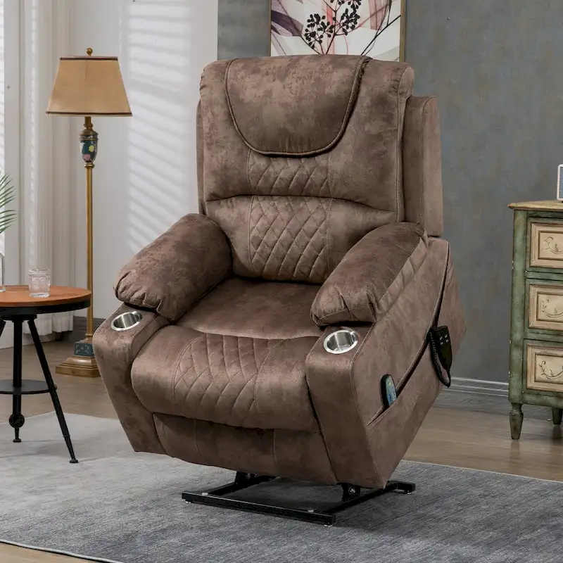 Oversized 180° Lay Flat Power Lift Recliner Chair – Dual Motor, Massage & Heat