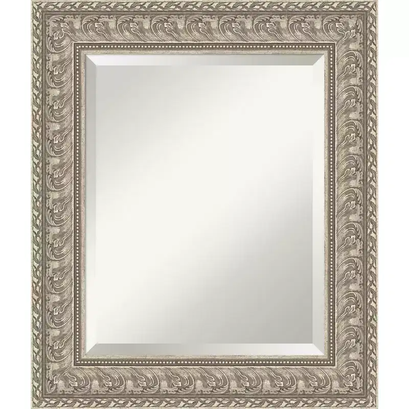 Amanti Art Sydney Silver Beveled Framed Bathroom Vanity Wall Mirror
