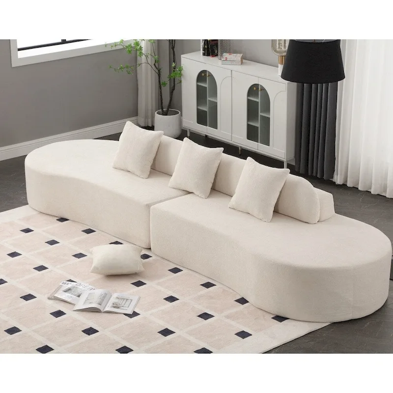 Modern Curved Terrycloth Fabric Combination Sofa No Assembly Required