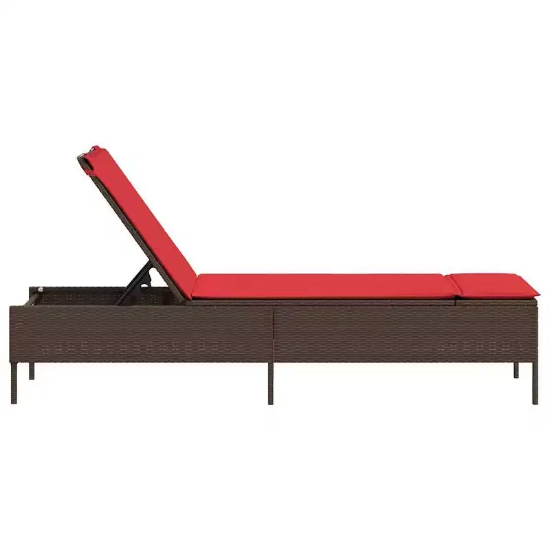 vidaXL Patio Sun Lounger PE rattan Standard Height-Adjustable