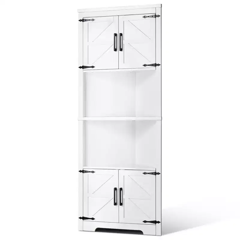 VEVOR 68 Tall Corner Storage Cabinet, 6 Tiers Farmhouse Storage Cabinet with 4 Wooden Doors & Adjustable Shelves,Freestanding Corner Kitchen Cabinet