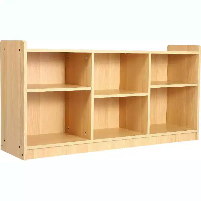 Montessori Shelf, 6 Compartment Toy Book Organizer with Adjustable Dividers, Natural Finish Kids' Bookcase for Playrooms,Classrooms