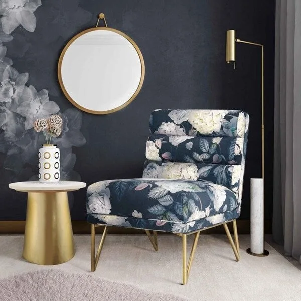 Floral Velvet Accent Chair