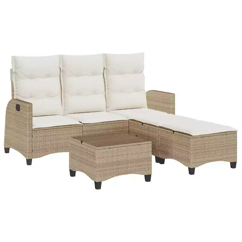vidaXL 3 Piece Patio Sofa Set with Cushions L-shaped Couch Set Poly Rattan