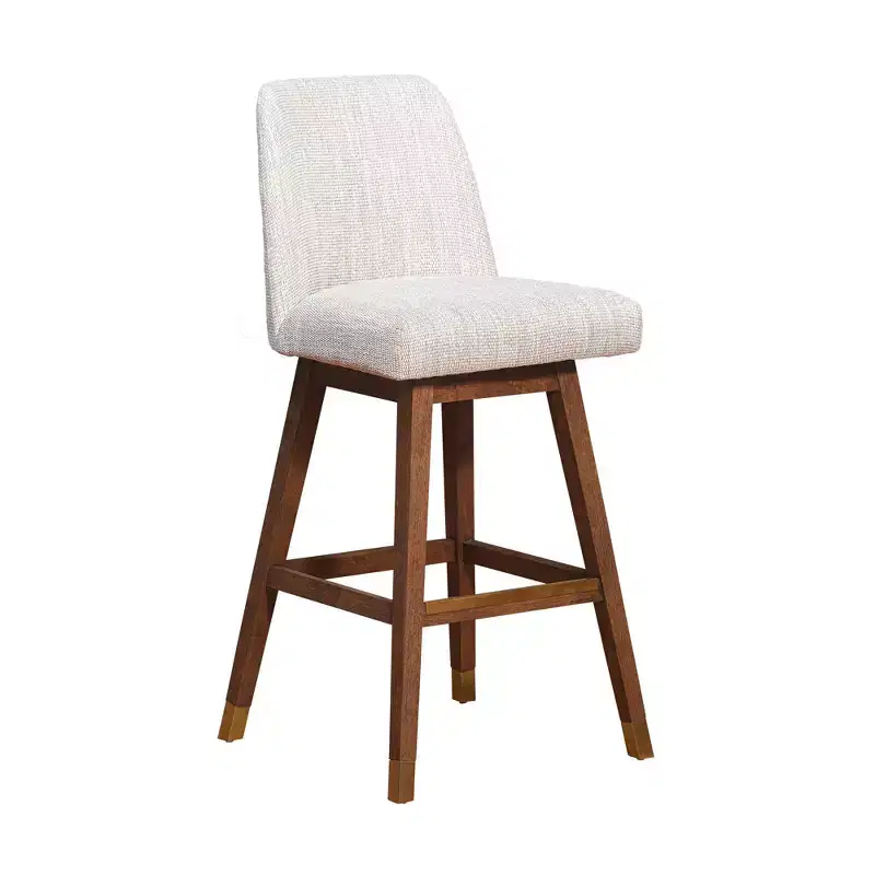 Armen Living Amalie Wood Finish with Fabric Swivel Barstool
