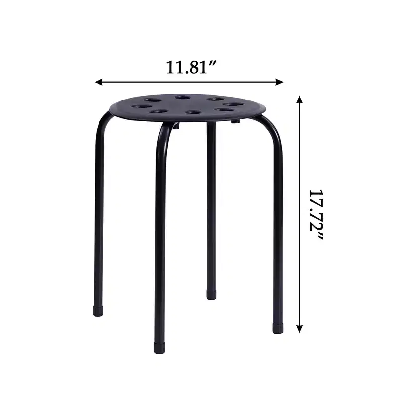 VECELO 6-Piece Stacking Stools, 17.7 in. Standard Height, Portable Plastic Colorful Decoration Stools for School Classroom or Office