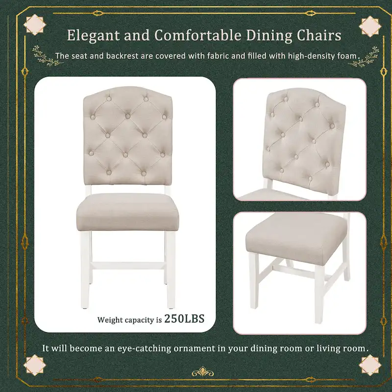 Functional Dining Table Set with Extendable Table and 4 Upholstered Chairs
