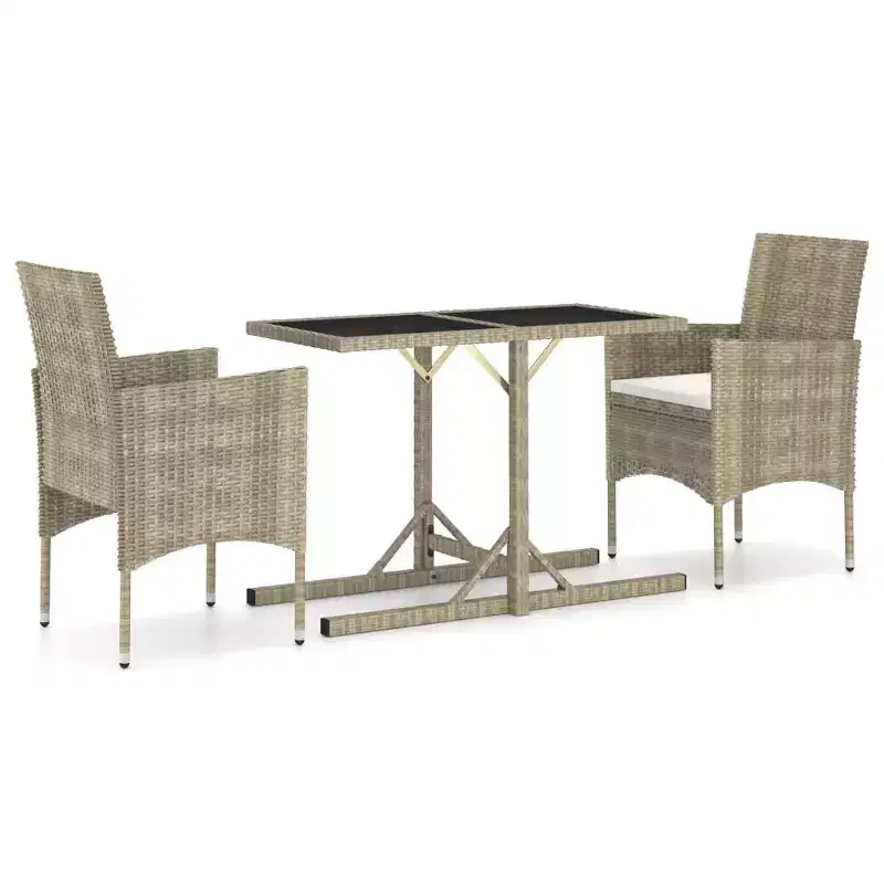 vidaXL Garden Dining Set 3 Piece Outdoor Patio Dinner Seating - Beige
