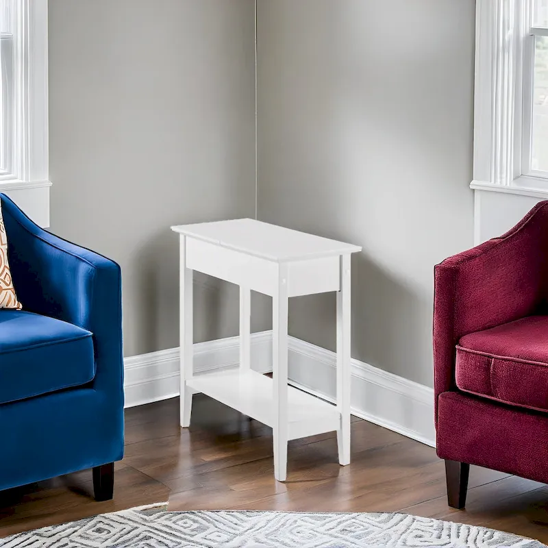 Stylish Slim End Table, Narrow Nightstand, and Skinny Bedside Table