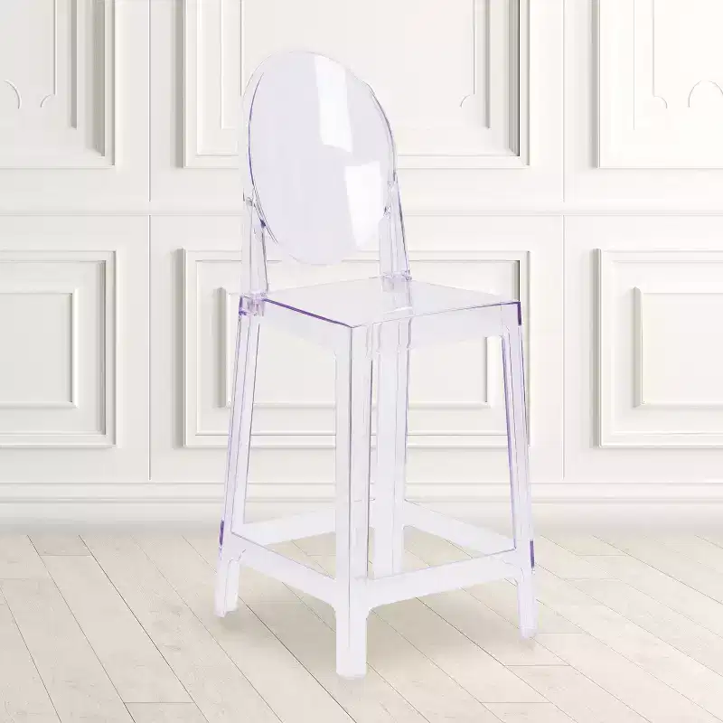 Flash Furniture Ghost Counter Stool with Oval Back in Transparent Crystal