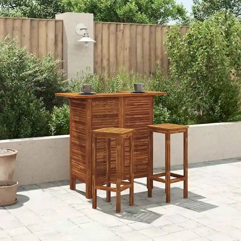 vidaXL 3 Pieces Bar Set, 41.3x20x43.3 Inches Solid Acacia Wood
