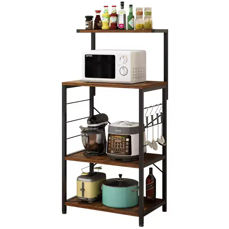 Karl Home 4 Tier Wooden Kitchen Shelf Baker's Rack