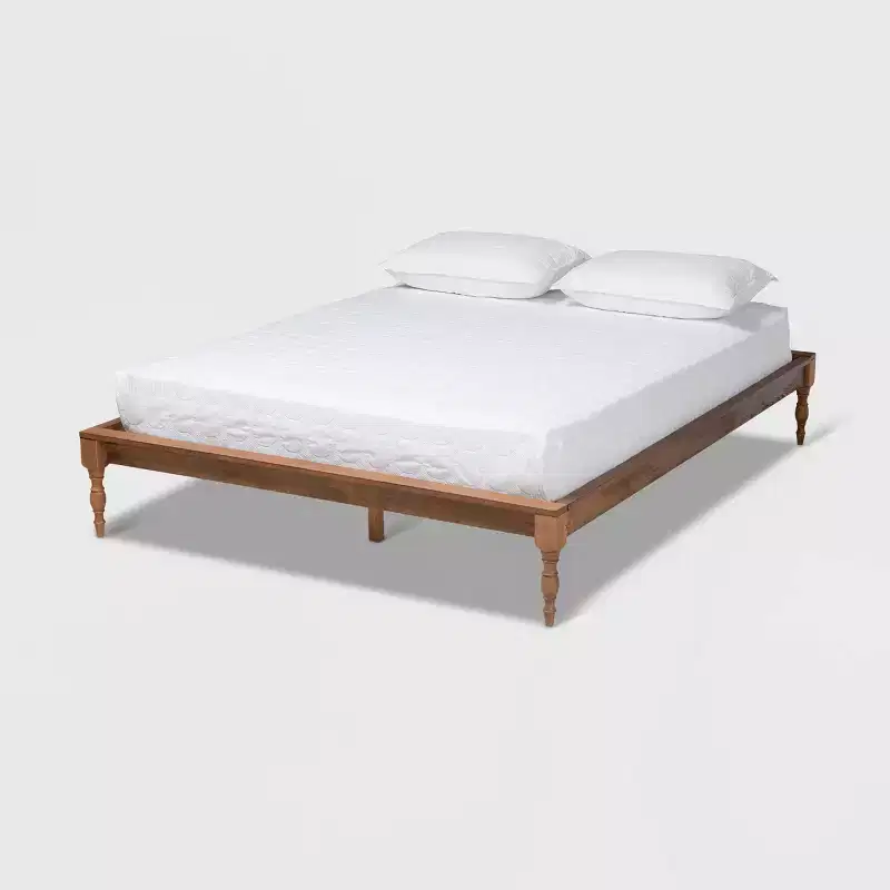 Romy Wood Bed Frame Ash Walnut - Baxton Studio
