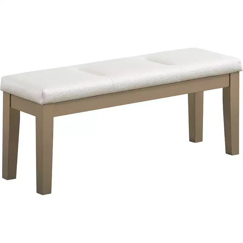 Kings Brand Furniture - Hillsdale Upholstered Dining Bench, White/Gold