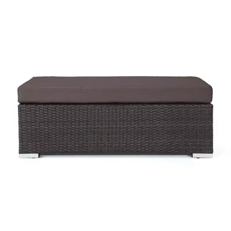 Christopher Knight Home Bard Patio Rustic PE Rattan Bench with Cushion