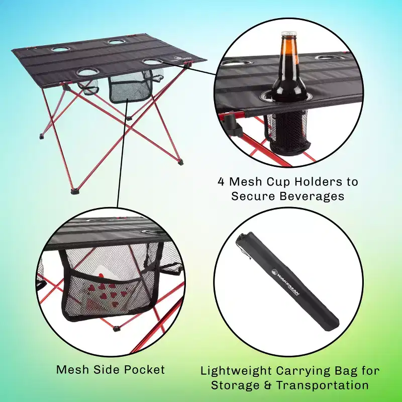 Outdoor Folding Camp Table With Carry Bag - Black