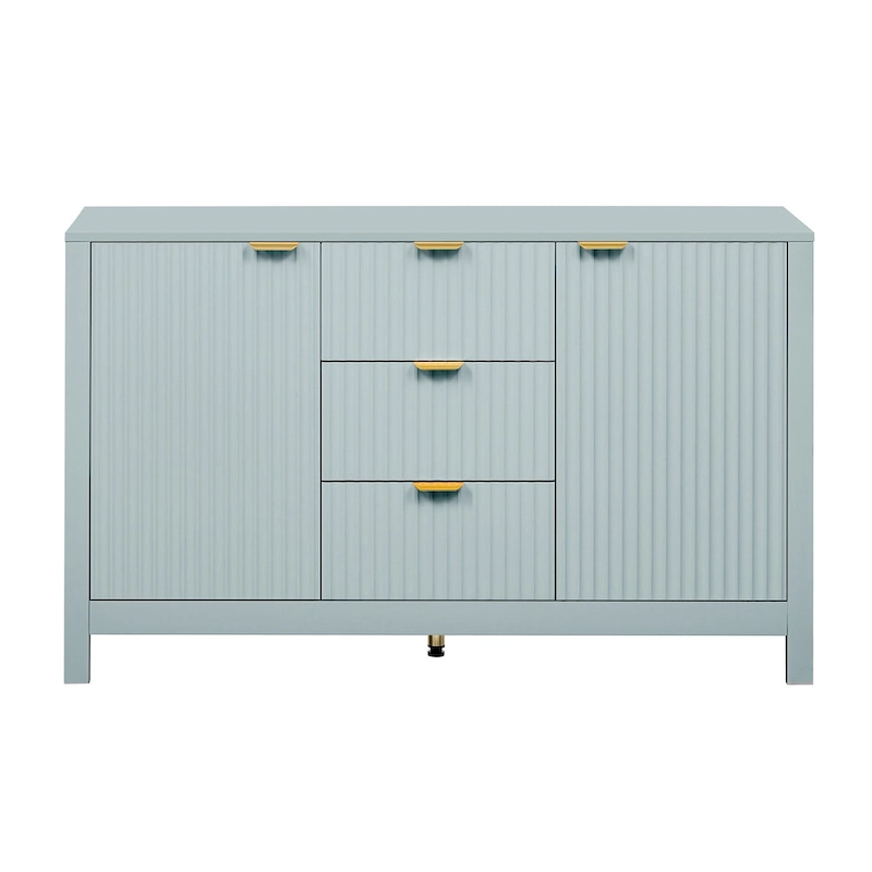 47.2W Sideboard Buffet Cabinet with Wave Design - 3 Adjustable Shelves and 3 Drawers - N/A