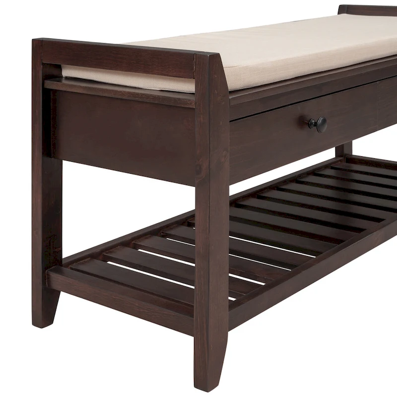 Multi-purpose Shoe Rack with Cushioned Seat and Drawers