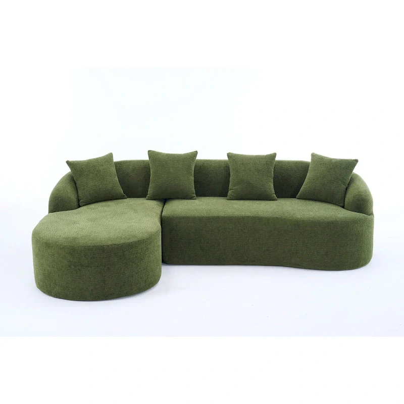 L-Shaped Chenille Sectional Sofa with Chaise and 4 Pillows